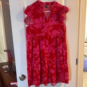 Floral Red and Pink Dress